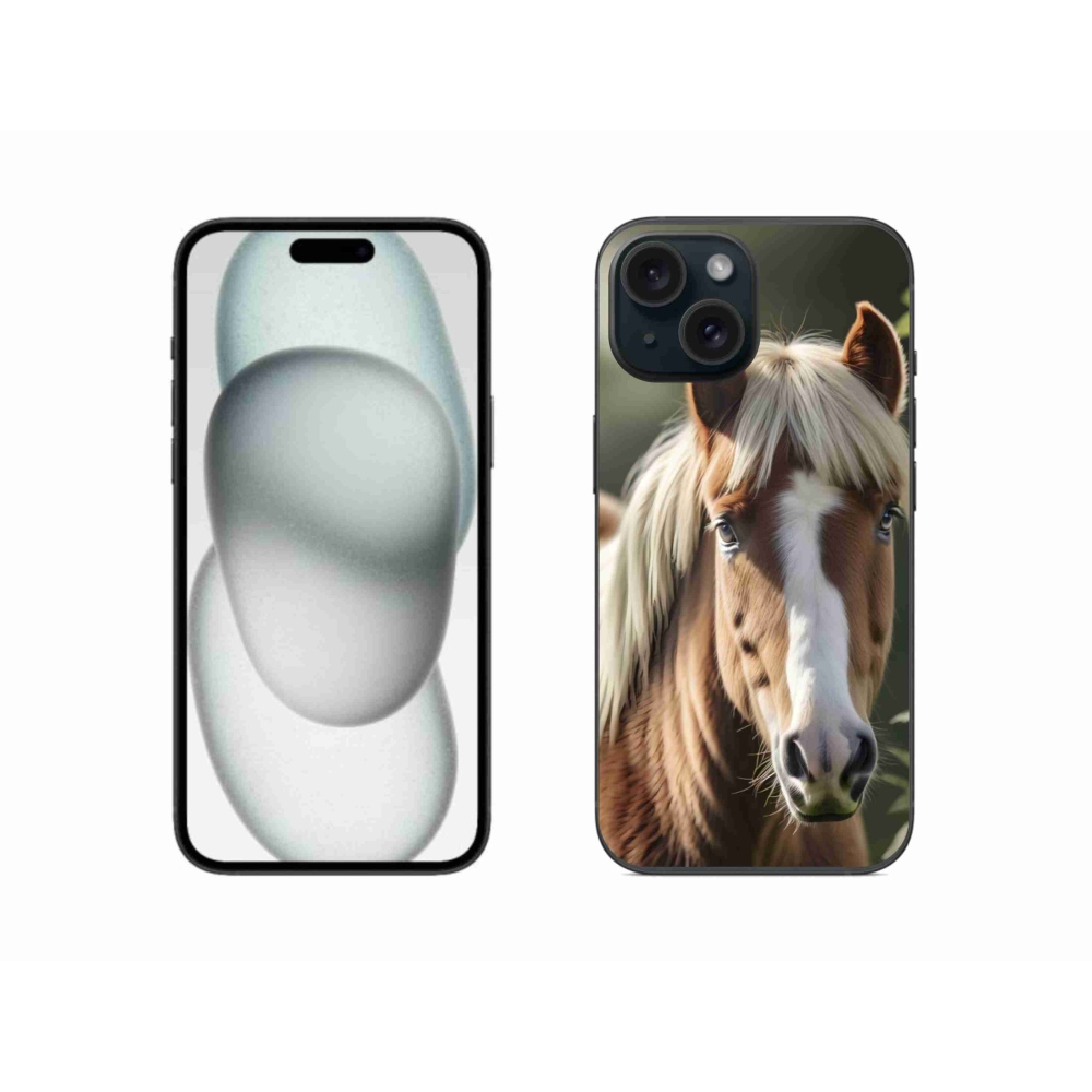Gélový kryt mmCase na iPhone 15 - kôň so svetlou hrivou