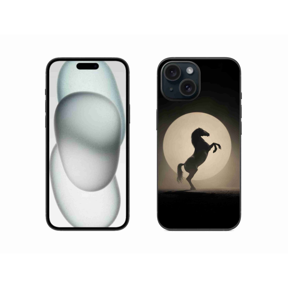 Gélový kryt mmCase na iPhone 15 - kôň v siluete