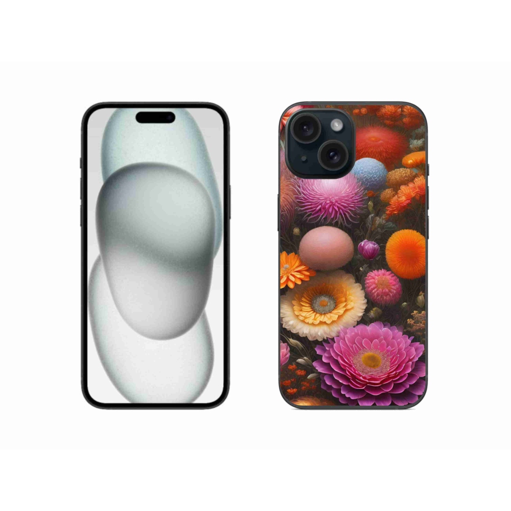 Gélový kryt mmCase na iPhone 15 - kvetinová kompozícia