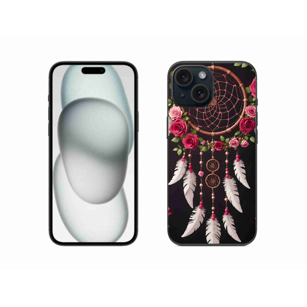 Gélový kryt mmCase na iPhone 15 - lapač snov s ružami