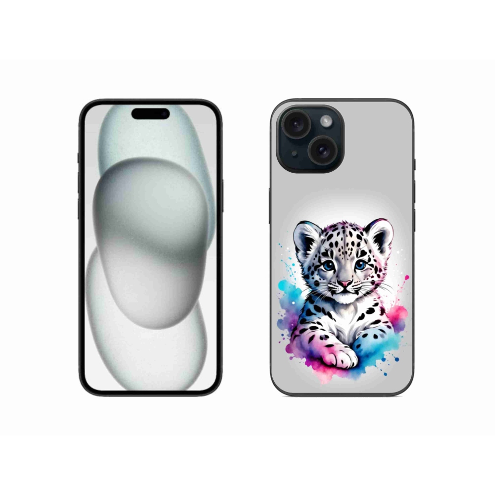 Gélový kryt mmCase na iPhone 15 - leopardej mláďa