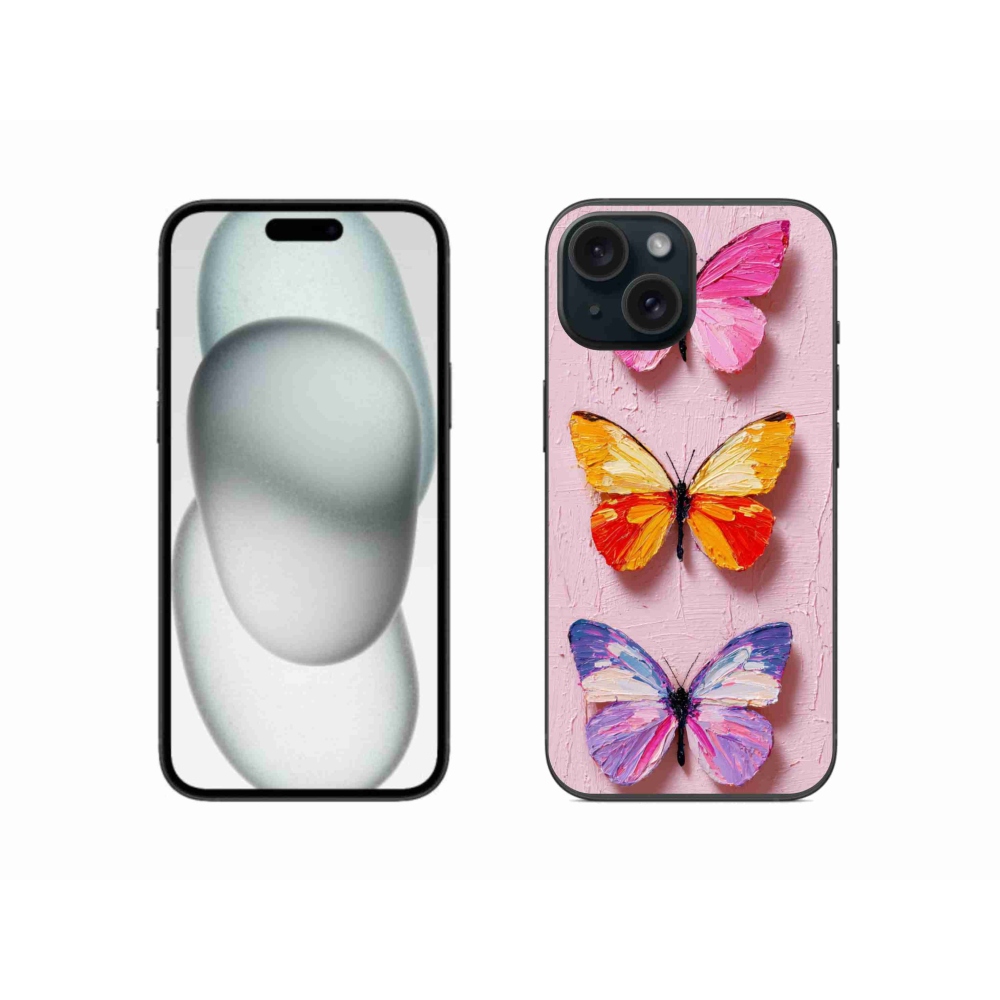 Gélový kryt mmCase na iPhone 15 - motýlia trojica