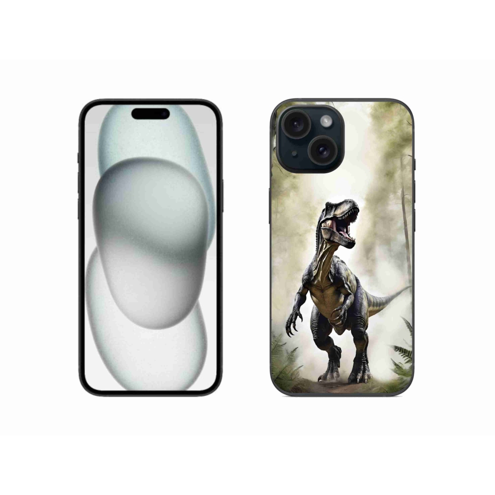 Gélový kryt mmCase na iPhone 15 - naštvaný T-Rex