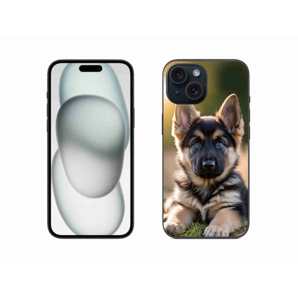 Gélový kryt mmCase na iPhone 15 - nemecký ovčiak v prírode