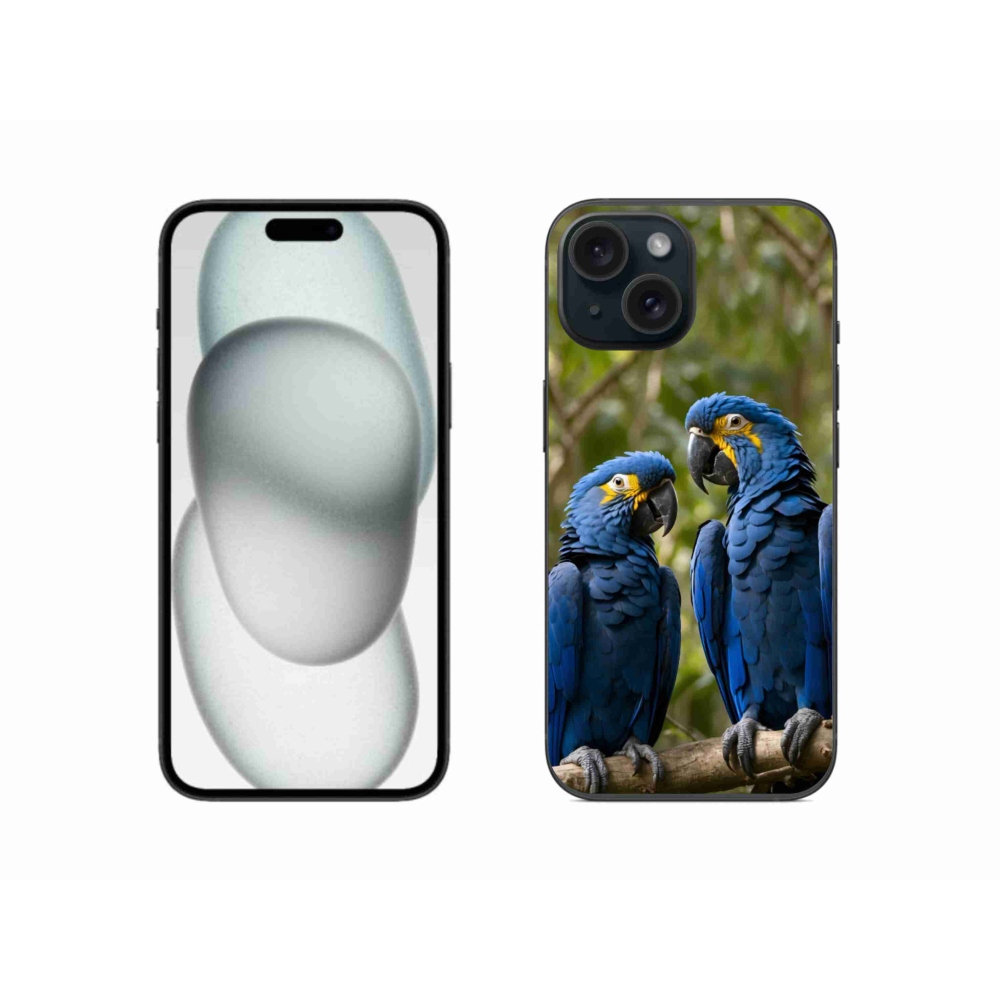 Gélový kryt mmCase na iPhone 15 - papagájové duo