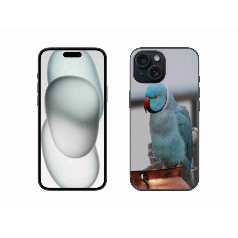 Gélový kryt mmCase na iPhone 15 - papagáj alexander modrý
