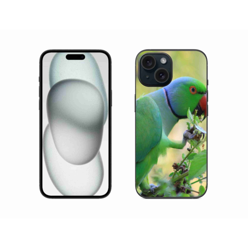Gélový kryt mmCase na iPhone 15 - papagáj alender