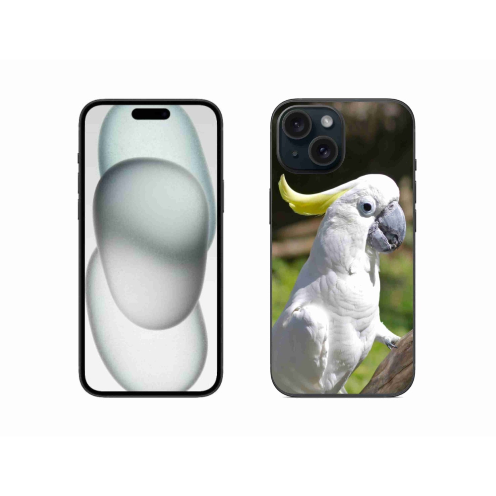 Gélový kryt mmCase na iPhone 15 - papagáj kakadu 2