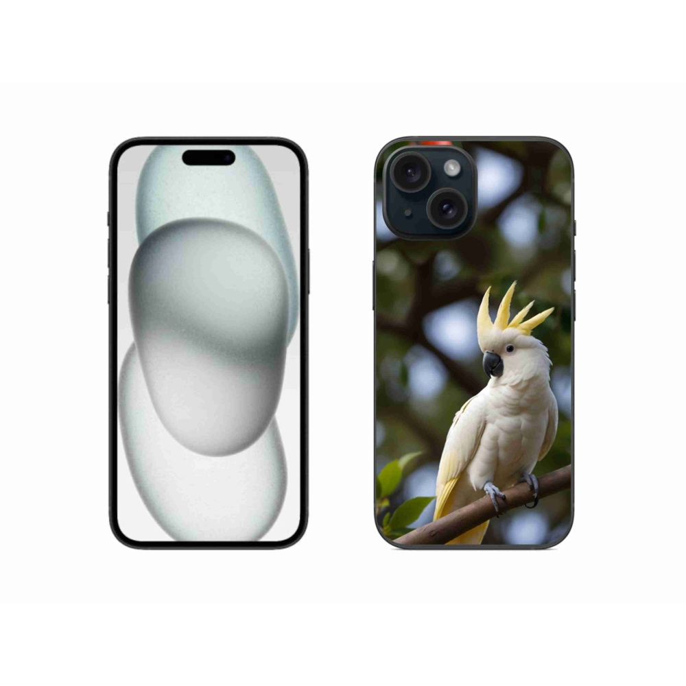 Gélový kryt mmCase na iPhone 15 - papagáj kakadu 3