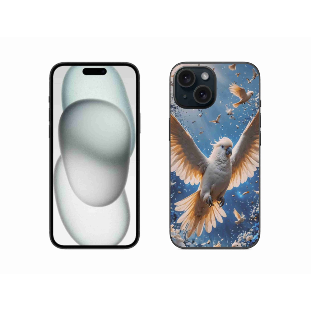 Gélový kryt mmCase na iPhone 15 - papagáj kakadu