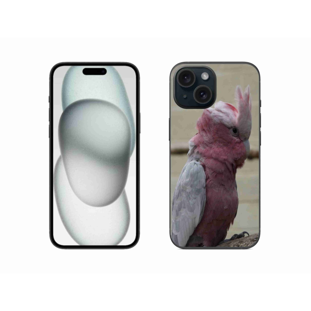Gélový kryt mmCase na iPhone 15 - papagáj kakadu ružový