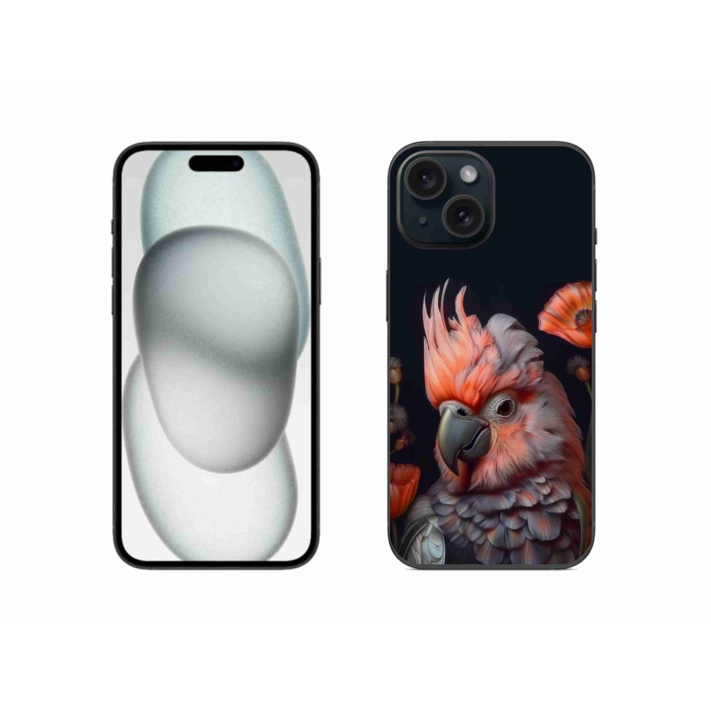 Gélový kryt mmCase na iPhone 15 - papagáj kakadu vo farbách