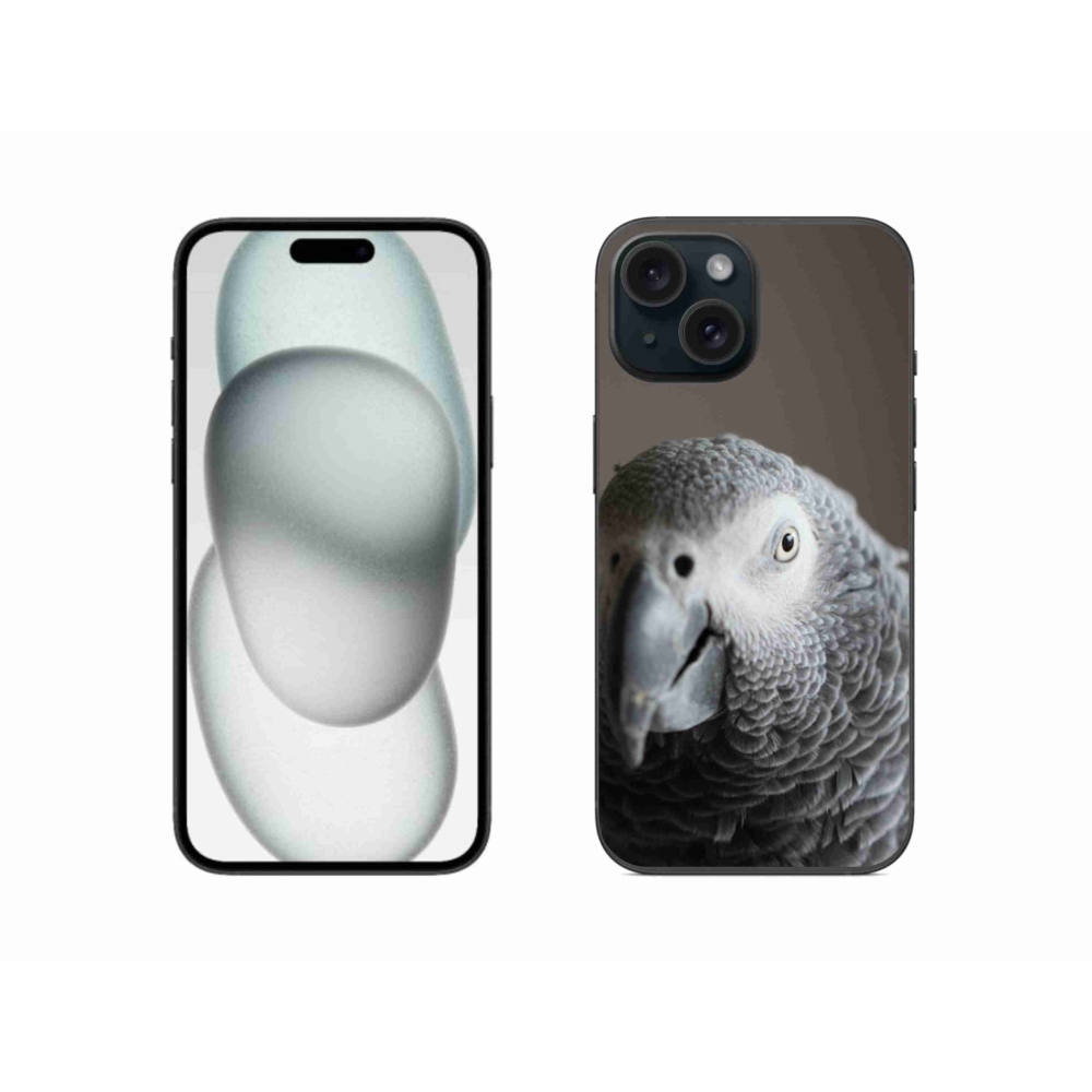 Gélový kryt mmCase na iPhone 15 - papagáj žako 2