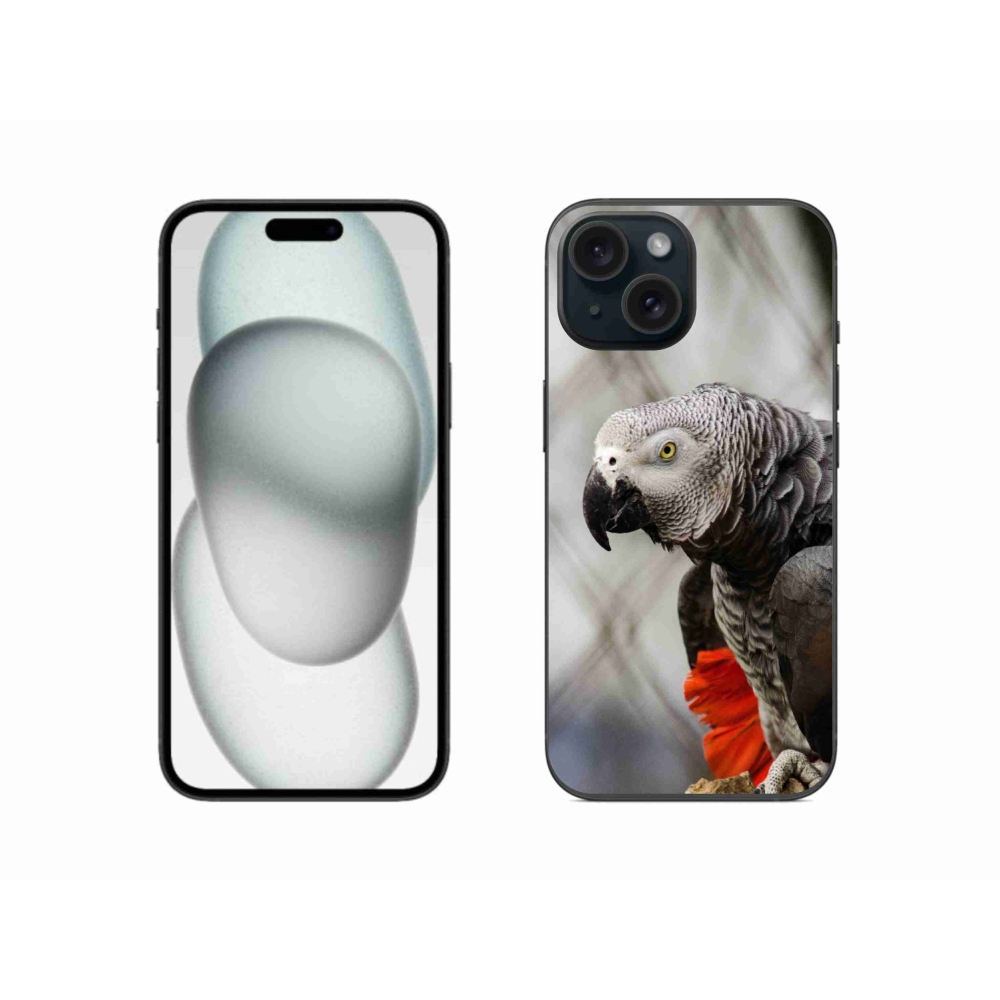 Gélový kryt mmCase na iPhone 15 - papagáj žako 3
