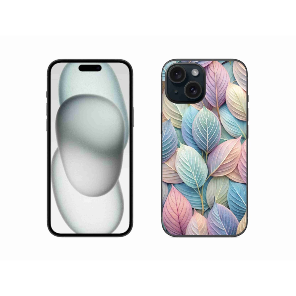 Gélový kryt mmCase na iPhone 15 - pastelové listy