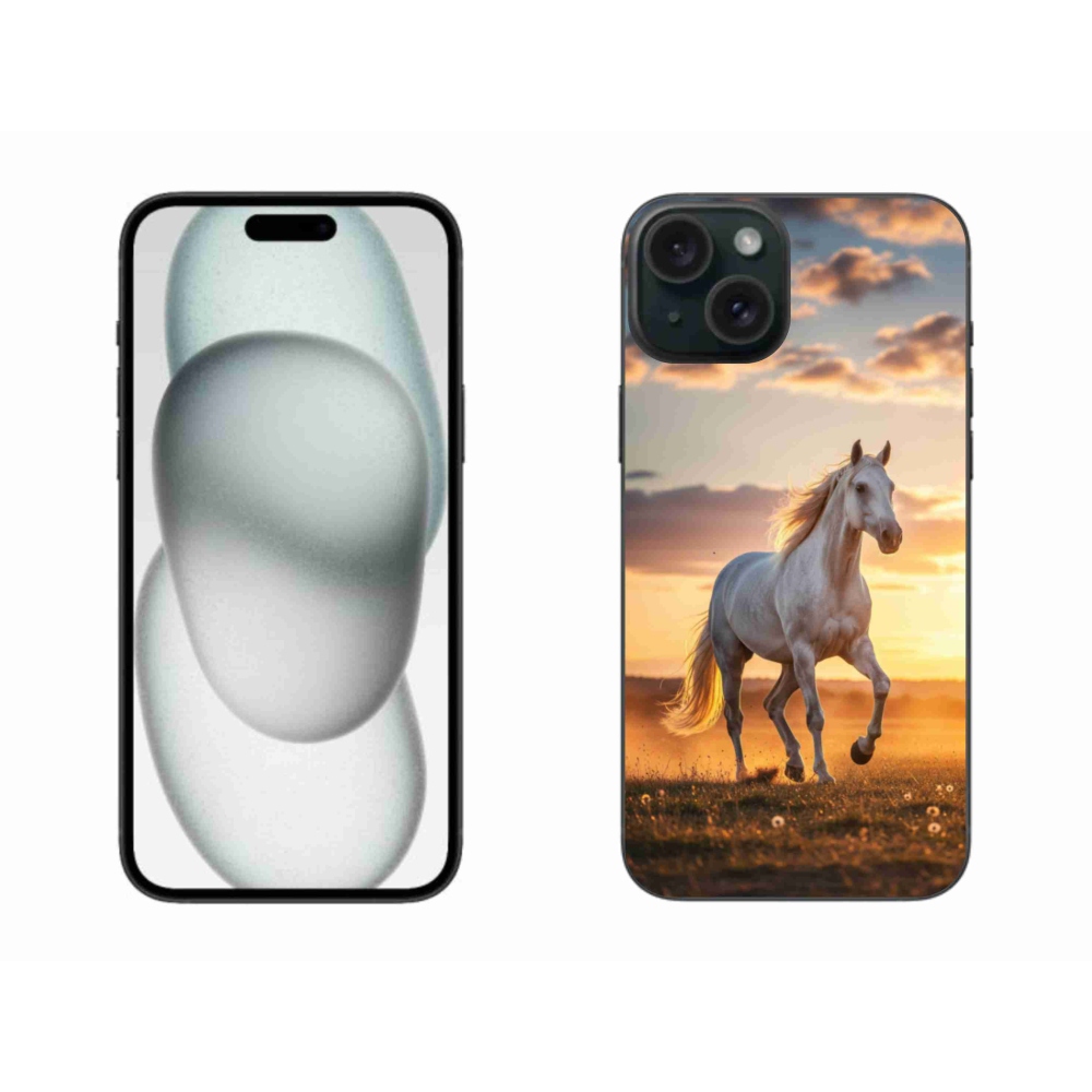 Gélový kryt mmCase na iPhone 15 Plus - bežiaci biely kôň 2