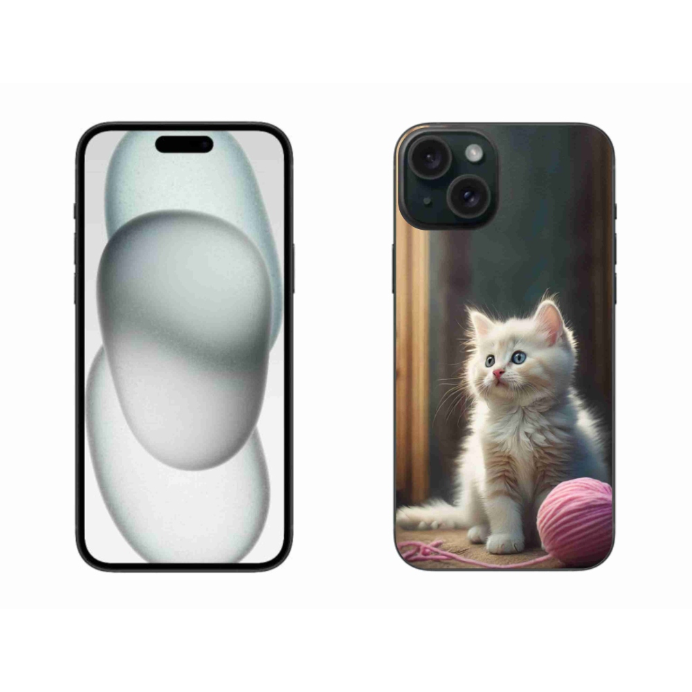 Gélový kryt mmCase na iPhone 15 Plus - biele mačiatko 2