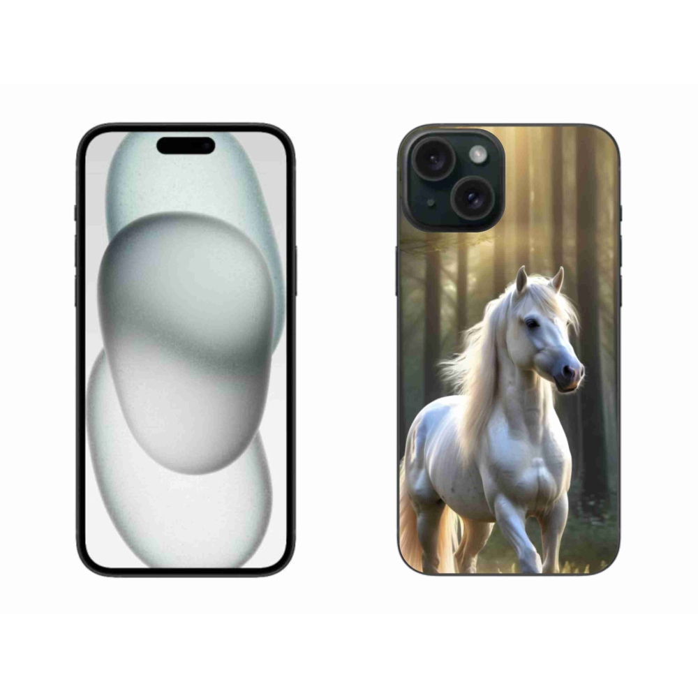Gélový kryt mmCase na iPhone 15 Plus - biely kôň 3