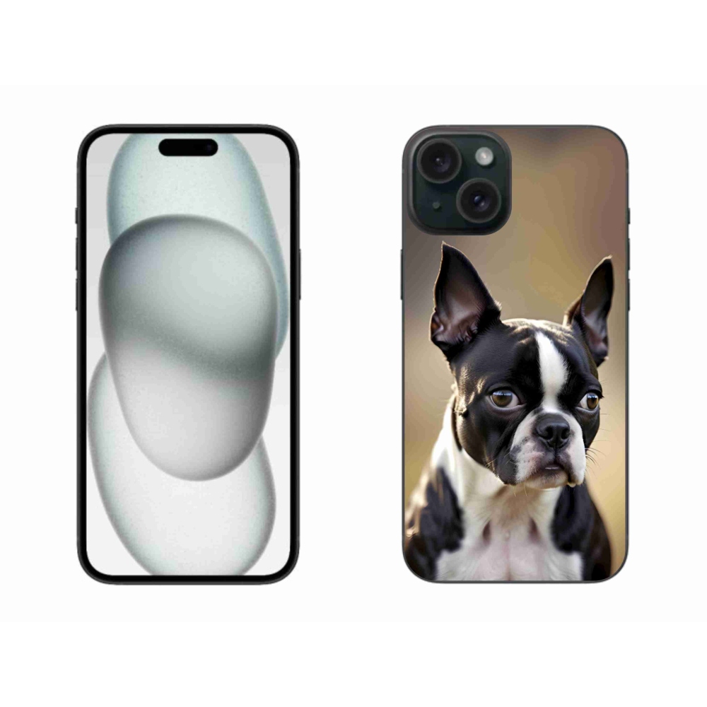Gélový kryt mmCase na iPhone 15 Plus - bostonský teriér
