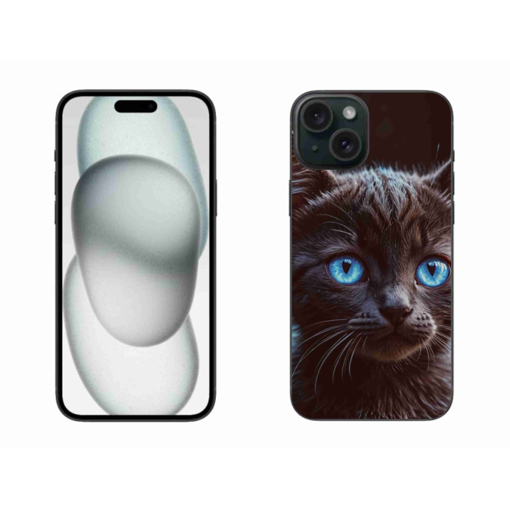 Gélový kryt mmCase na iPhone 15 Plus - čierne mačiatko 2