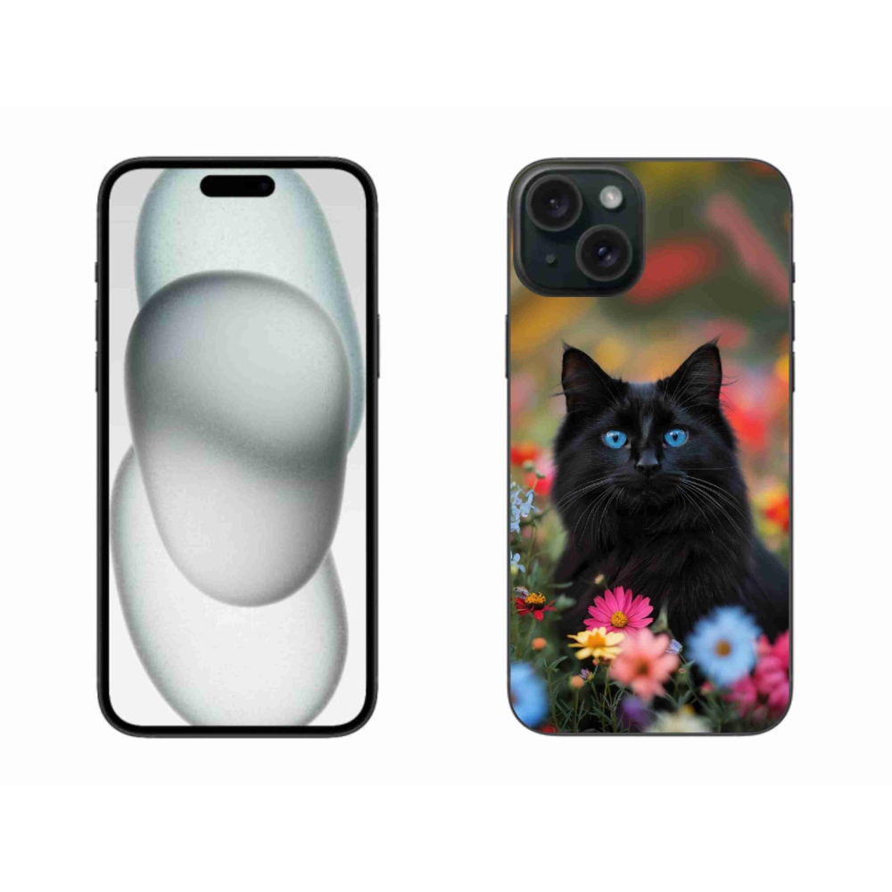 Gélový kryt mmCase na iPhone 15 Plus - čierne mačiatko 4