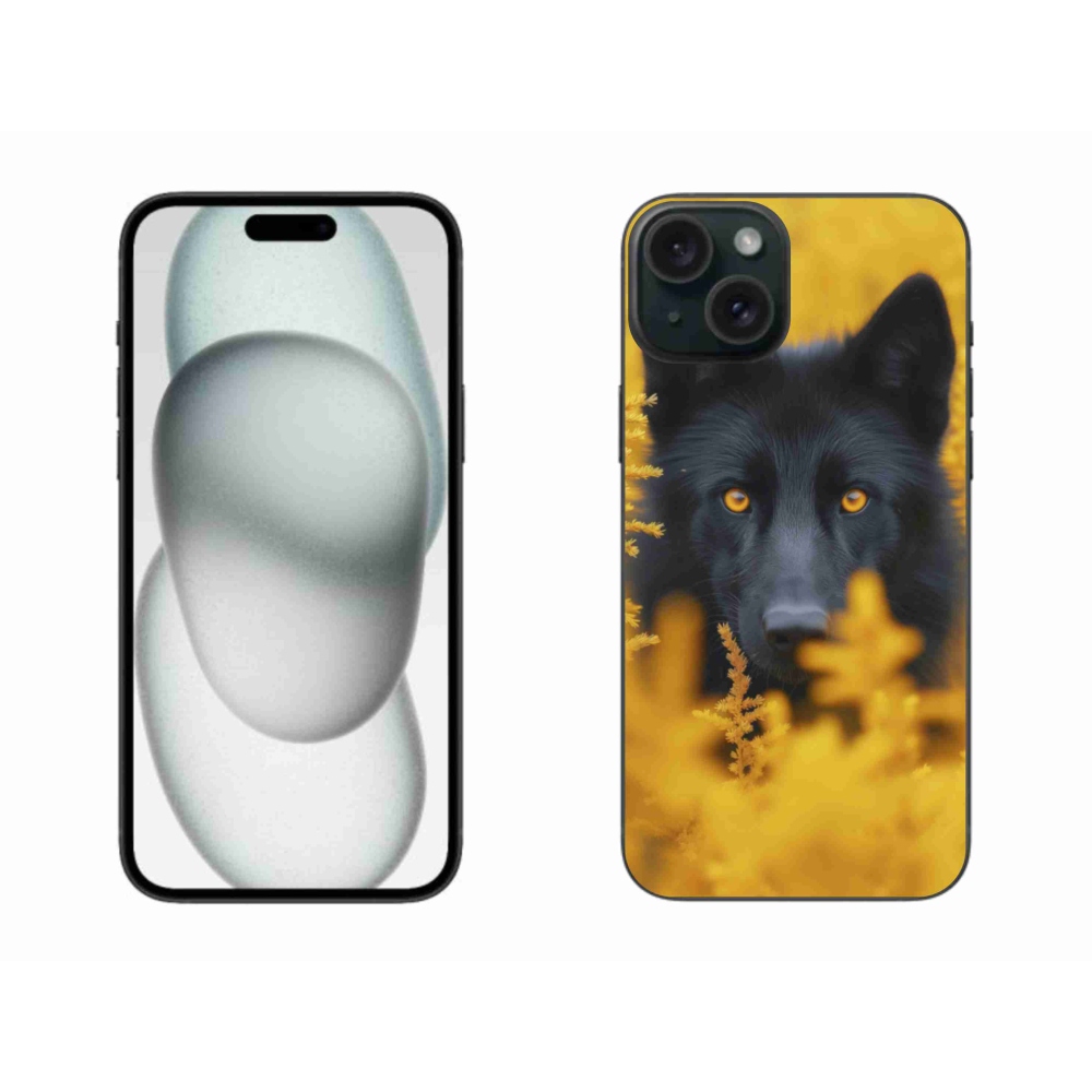Gélový kryt mmCase na iPhone 15 Plus - čierny vlk 2