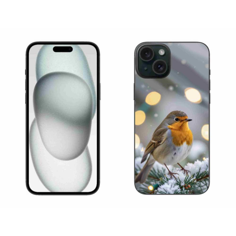 Gélový kryt mmCase na iPhone 15 Plus - červienka v zime