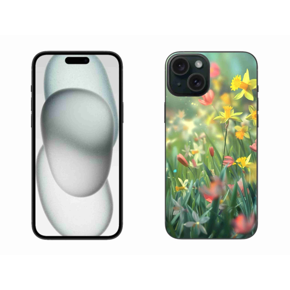 Gélový kryt mmCase na iPhone 15 Plus - jarné kvety