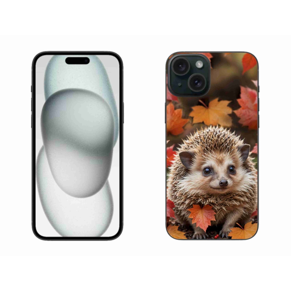 Gélový kryt mmCase na iPhone 15 Plus - ježko v lístii
