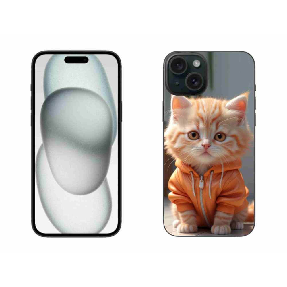 Gélový kryt mmCase na iPhone 15 Plus - mačiatko v mikine