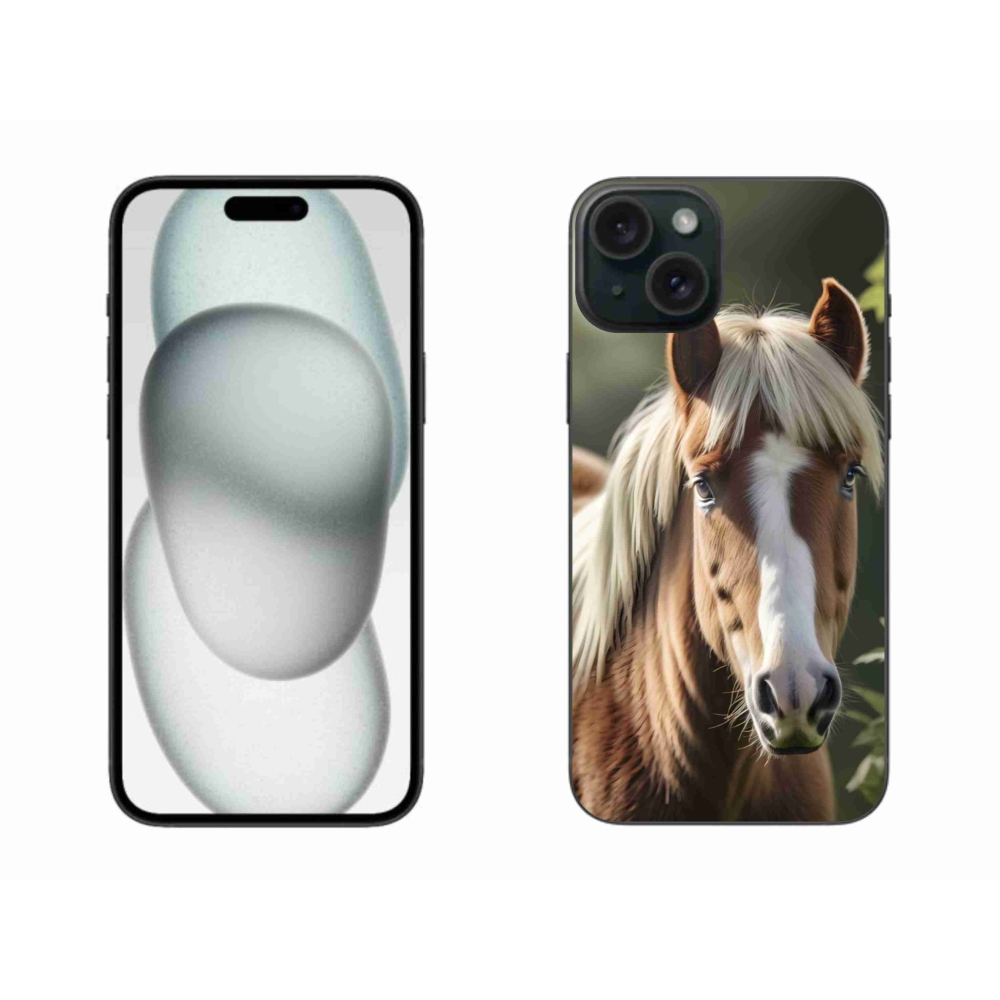 Gélový kryt mmCase na iPhone 15 Plus - kôň so svetlou hrivou