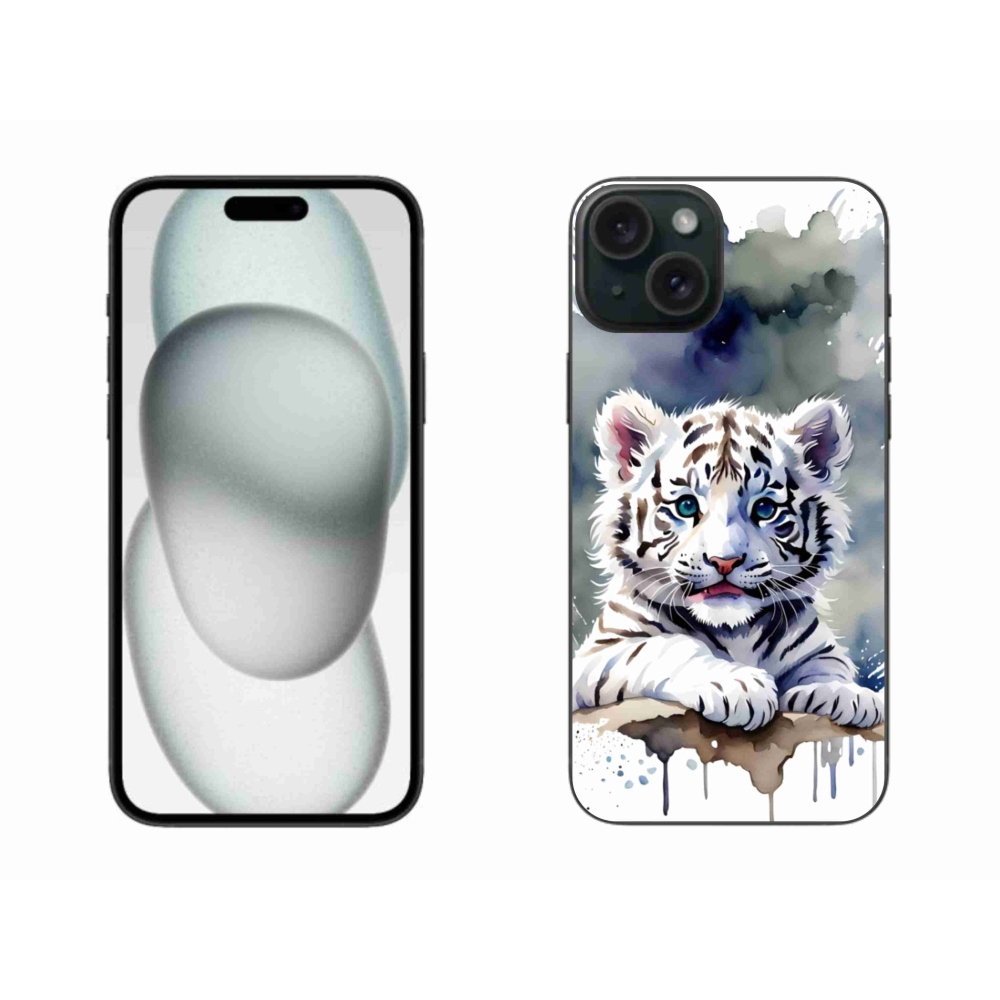 Gélový kryt mmCase na iPhone 15 Plus - mláďa bieleho tigra
