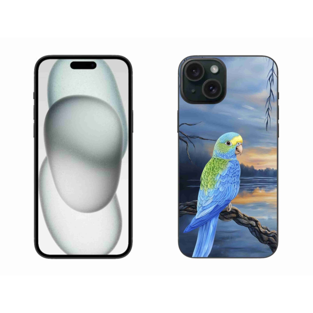 Gélový kryt mmCase na iPhone 15 Plus - modrý papagáj