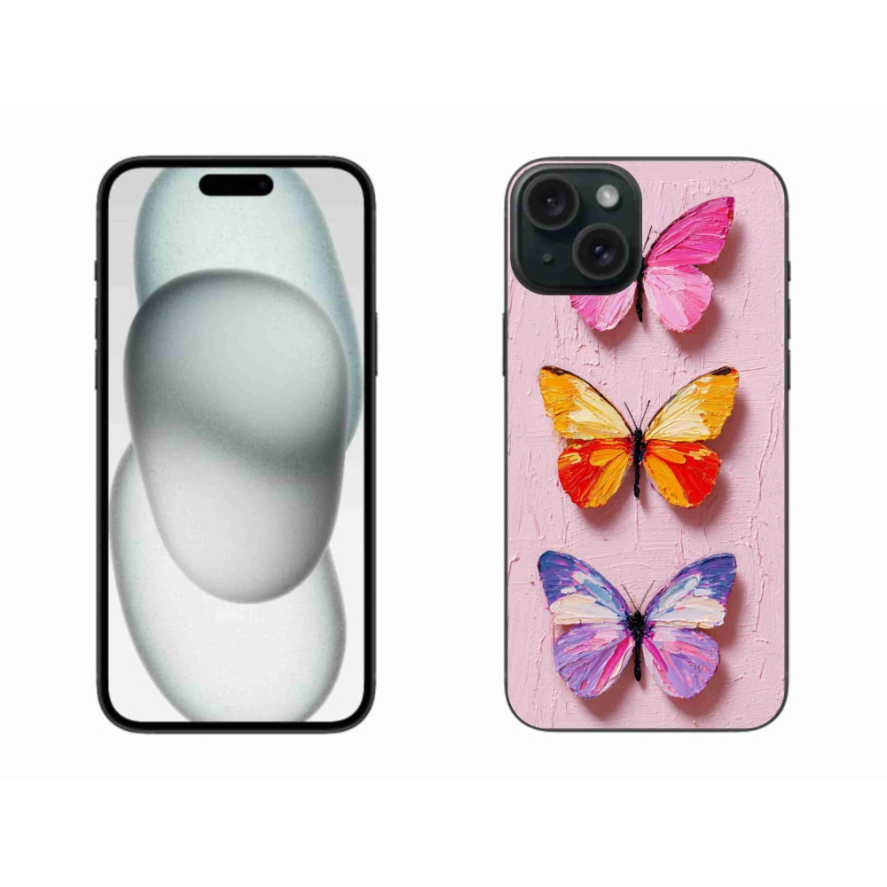 Gélový kryt mmCase na iPhone 15 Plus - motýlia trojica
