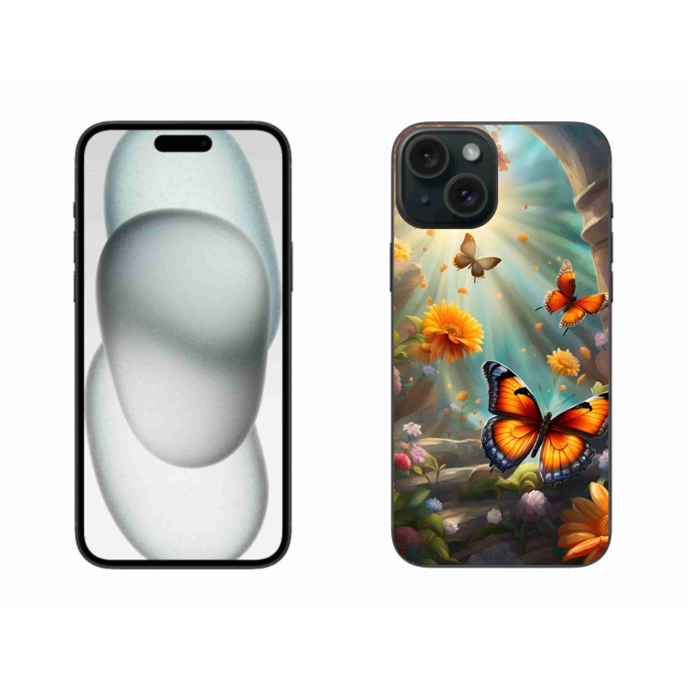 Gélový kryt mmCase na iPhone 15 Plus - motýlia záhrada 2