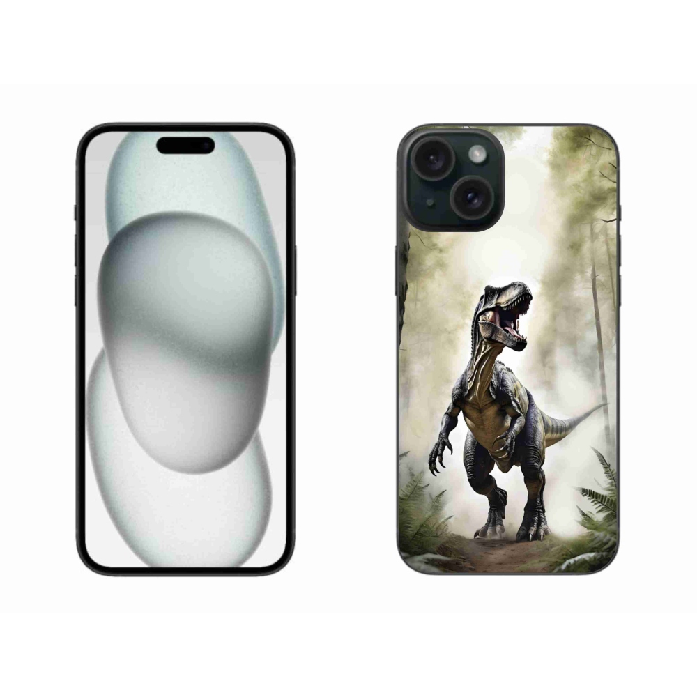 Gélový kryt mmCase na iPhone 15 Plus - naštvaný T-Rex