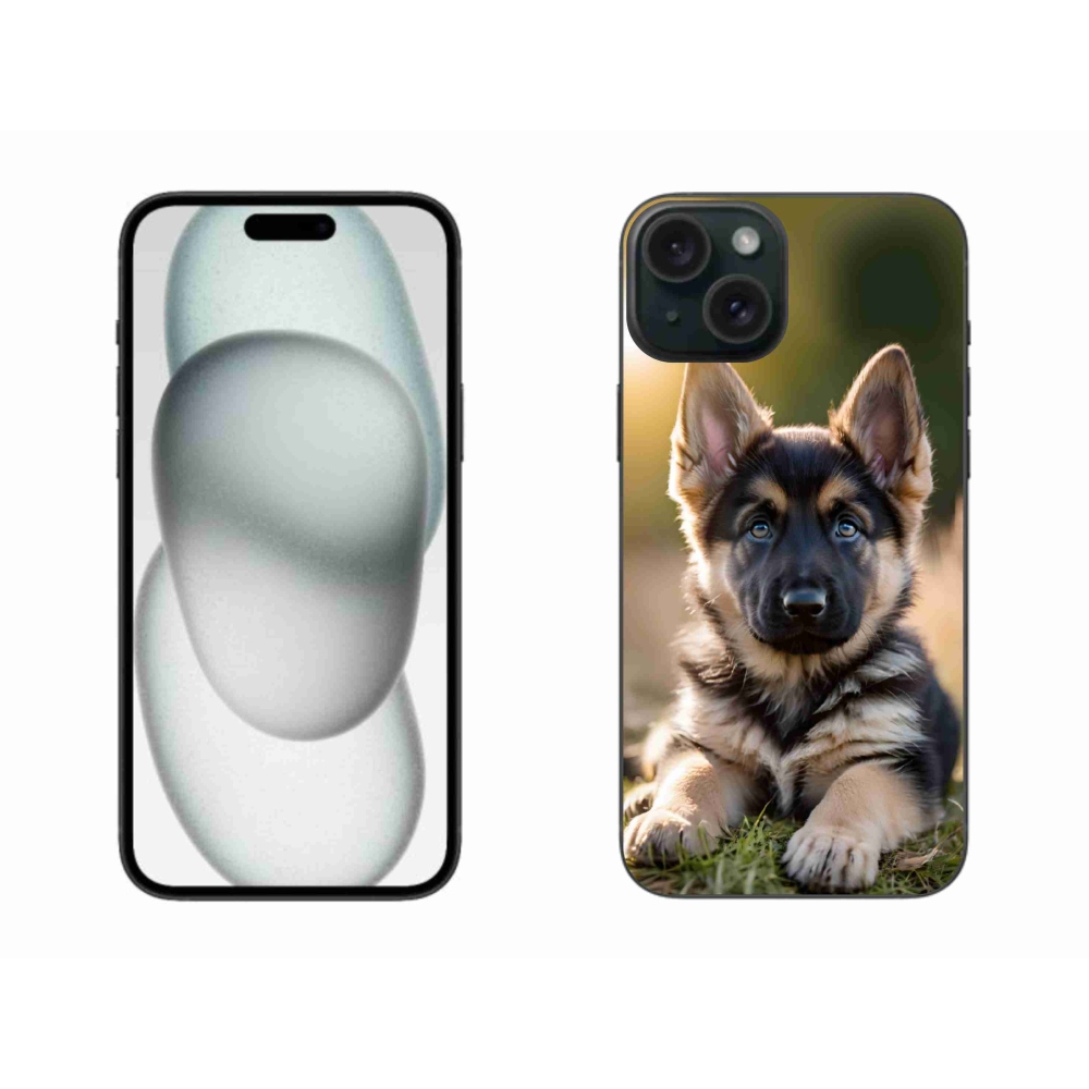 Gélový kryt mmCase na iPhone 15 Plus - nemecký ovčiak v prírode