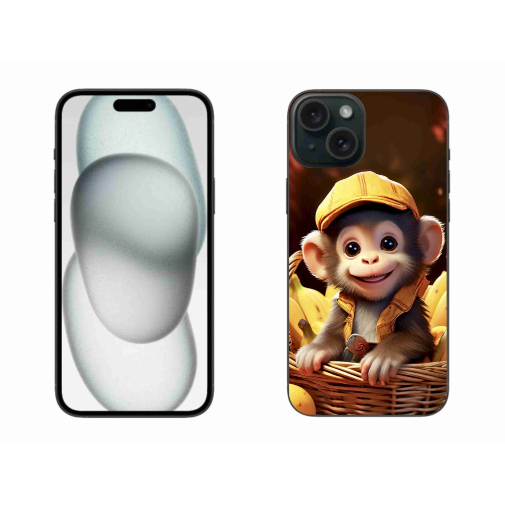 Gélový kryt mmCase na iPhone 15 Plus - opice v košíku
