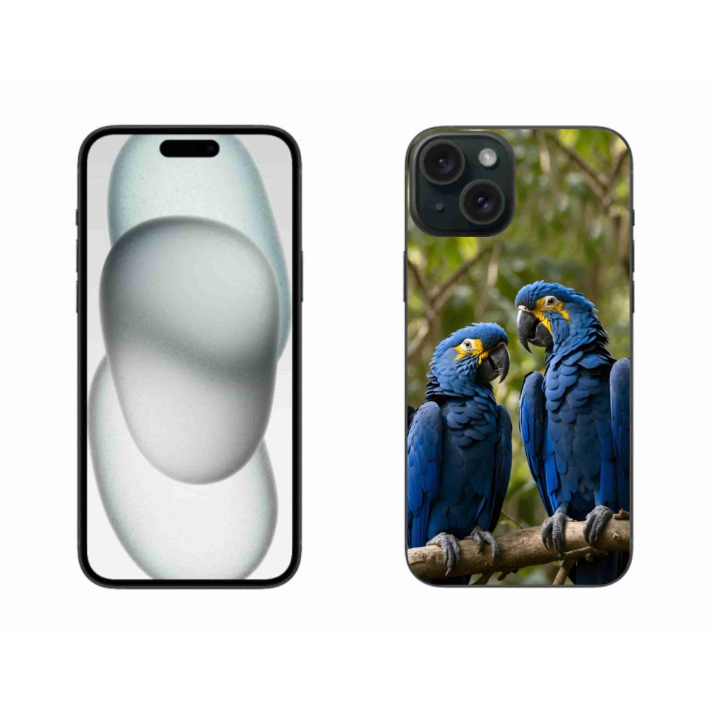 Gélový kryt mmCase na iPhone 15 Plus - papagájové duo