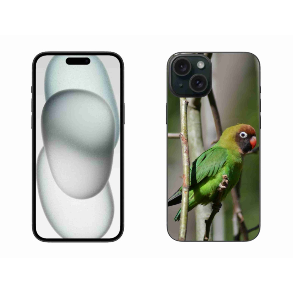 Gélový kryt mmCase na iPhone 15 Plus - papagáj agapornis
