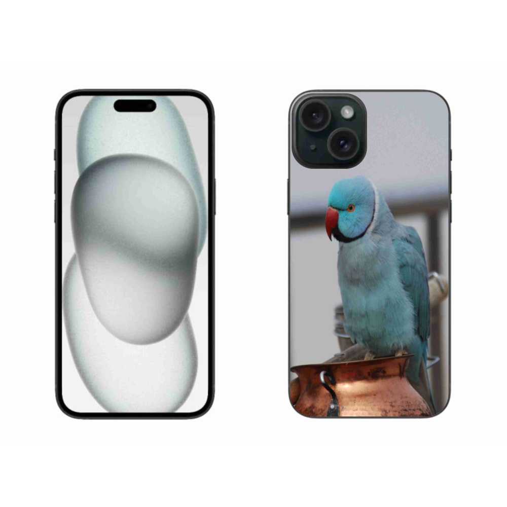 Gélový kryt mmCase na iPhone 15 Plus - papagáj alexander modrý