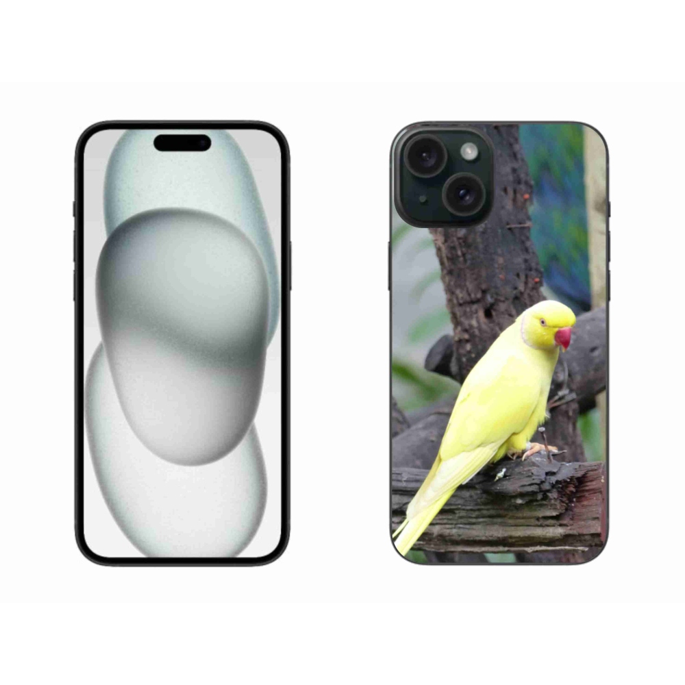 Gélový kryt mmCase na iPhone 15 Plus - papagáj alexander žltý