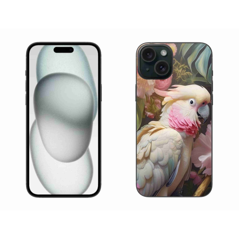 Gélový kryt mmCase na iPhone 15 Plus - papagáj kakadu ružový 2