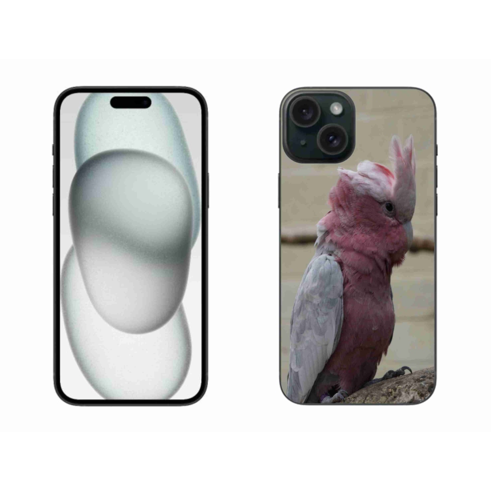 Gélový kryt mmCase na iPhone 15 Plus - papagáj kakadu ružový