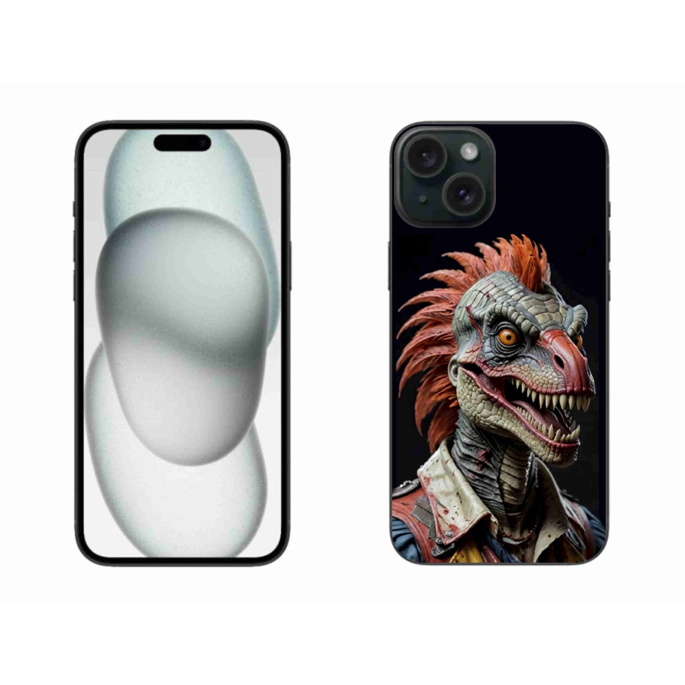 Gélový kryt mmCase na iPhone 15 Plus - punk dinosaurus