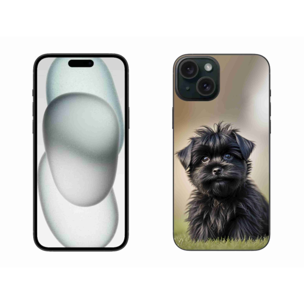 Gélový kryt mmCase na iPhone 15 Plus - roztomilý čierny psík