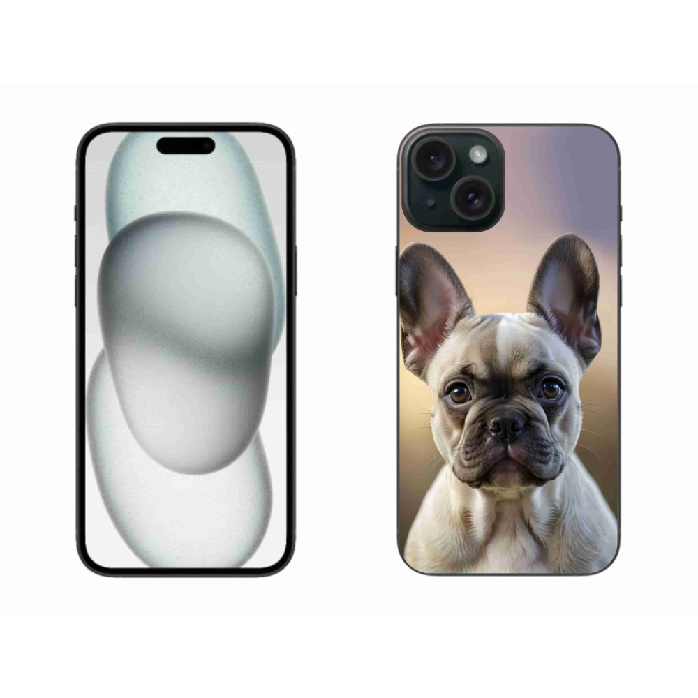 Gélový kryt mmCase na iPhone 15 Plus - roztomilý francúzsky buldoček