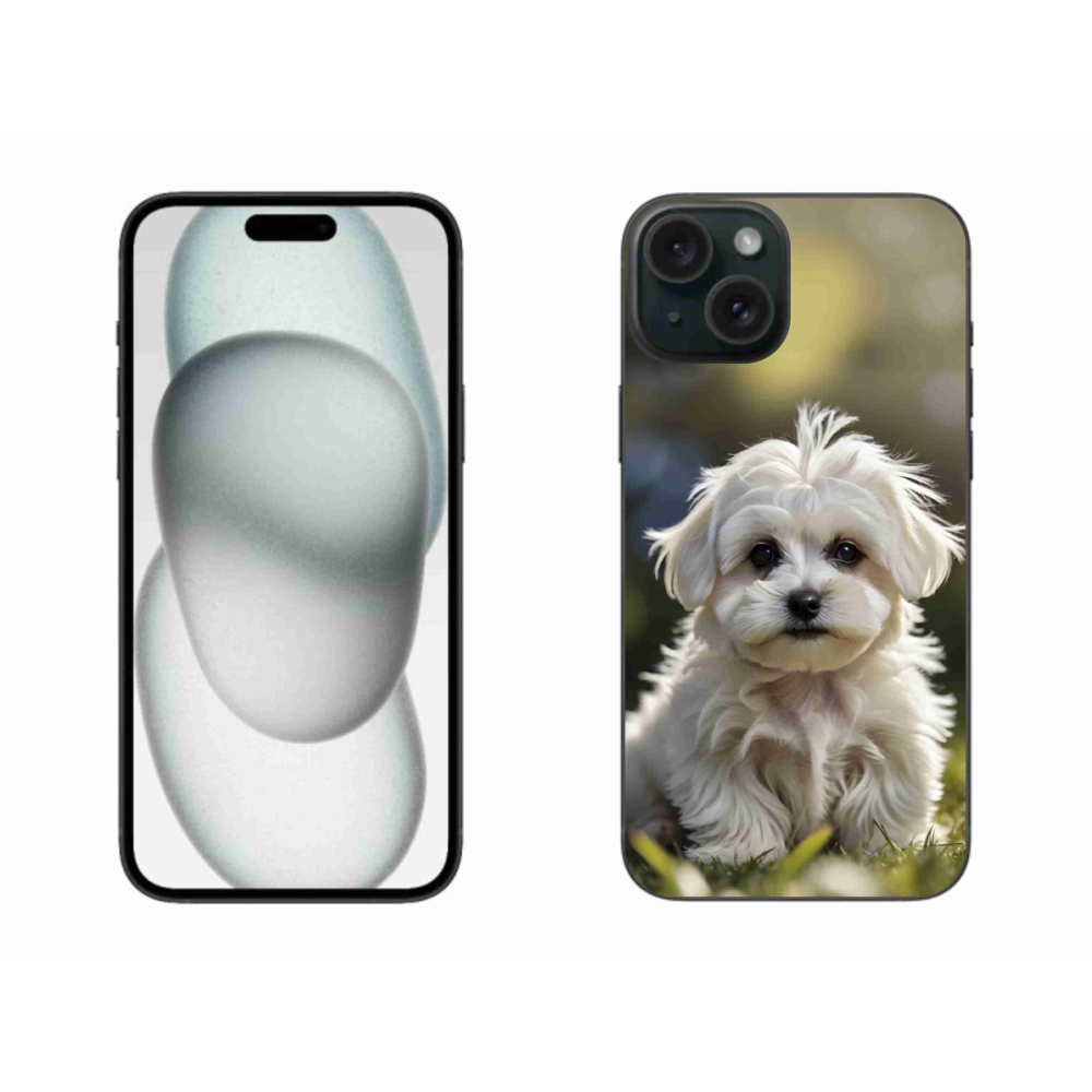 Gélový kryt mmCase na iPhone 15 Plus - roztomilý maltézsky psík