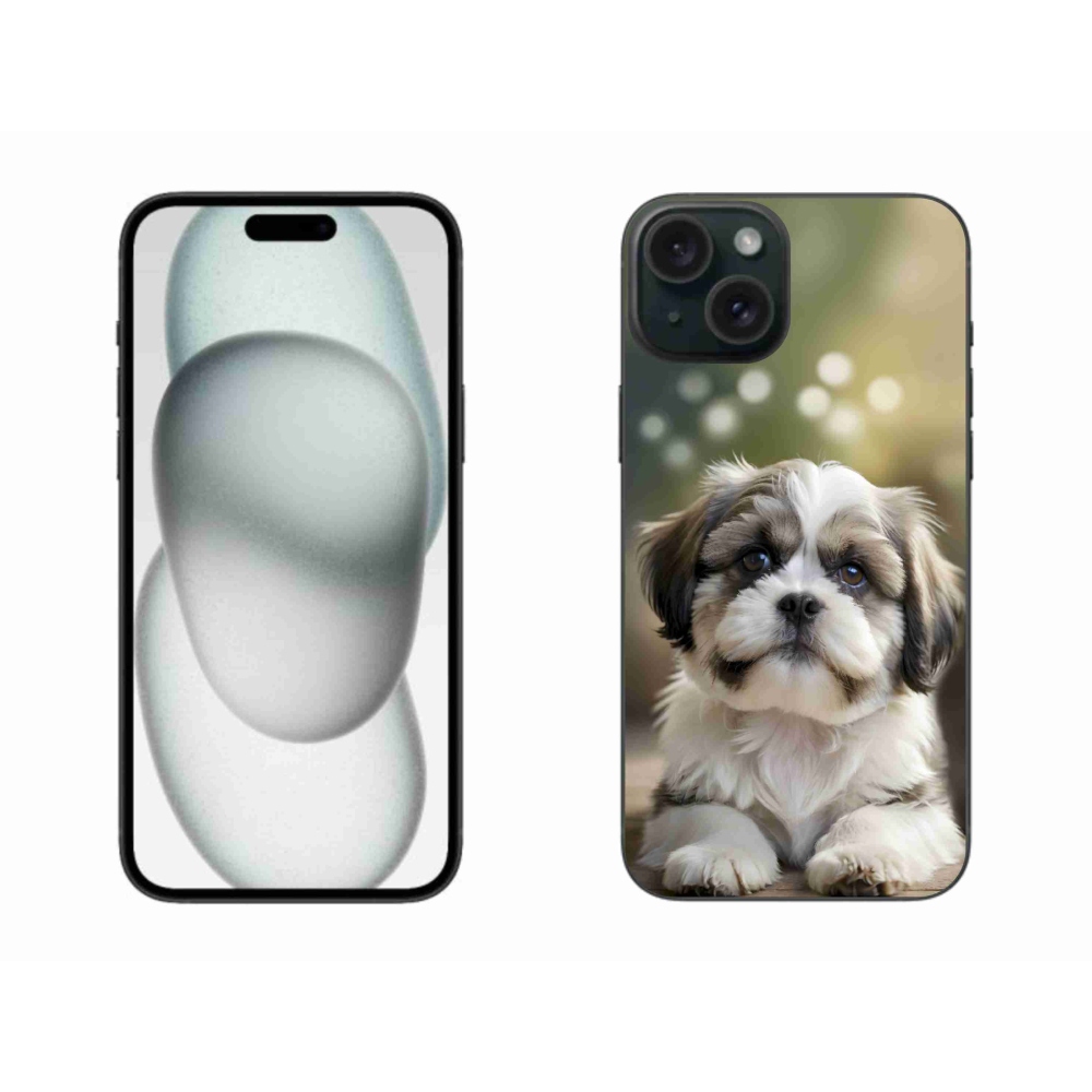 Gélový kryt mmCase na iPhone 15 Plus - roztomilý shih-tzu