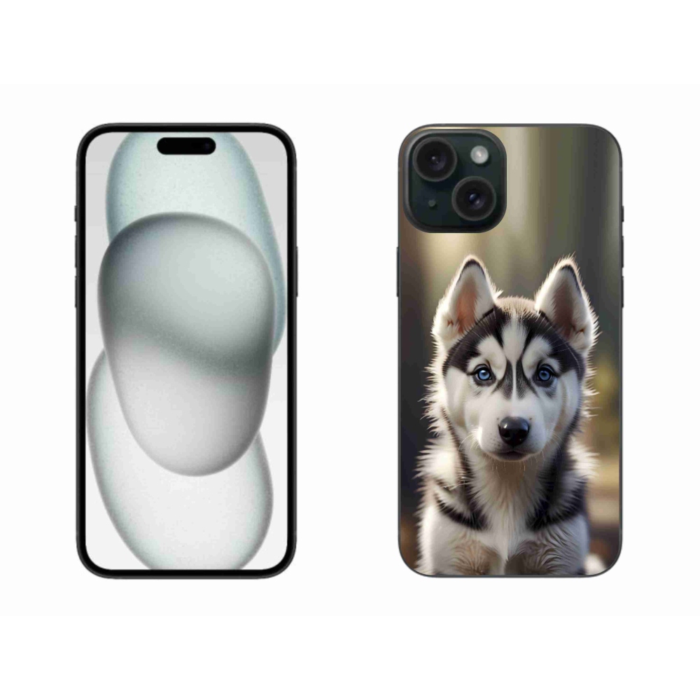 Gélový kryt mmCase na iPhone 15 Plus - roztomilý sibírsky husky